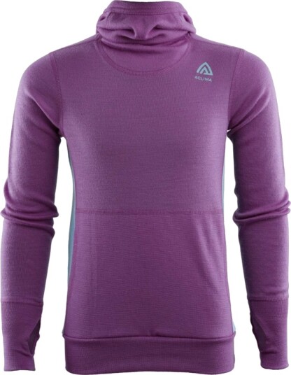 Aclima WarmWool Hood Sweater Barn Sunset Purple Reef Waters 100