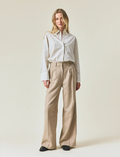 Lexington Clothing Tailored Wool Blend Wide Pants - S