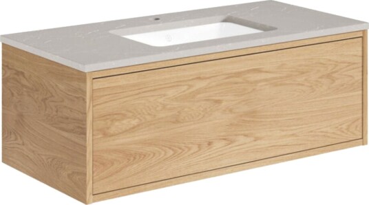 Gustavsberg Ducentic Servantskap med Benkeplate Lys eik / 100cm Polar Grey 1 Hull for Kran