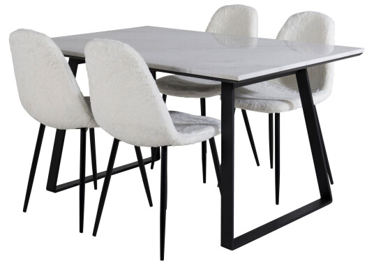 Venture Home Estelle Spisegruppe 140 cm Rektangulær med 4 Polar Stoler Sort