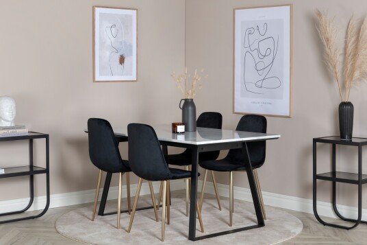 Venture Home Spisegruppe Admira 140 cm + 4 Pontus Spisestoler