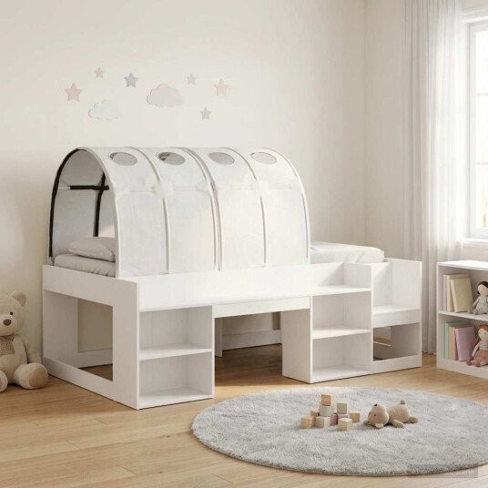  Seng med tunnel 4 pcs Hvit Konstruert tre