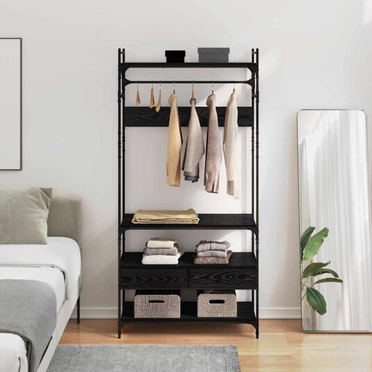Garderobeskap Svart eik 89 x 39 x 184.5 cm Konstruert tre