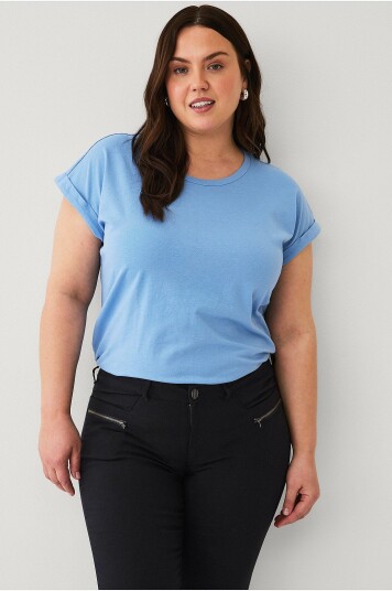 Zizzi - Topp mKatja S/S Loose Tee - Blå