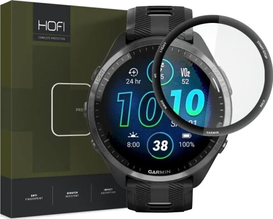 Garmin Forerunner 965 Hofi Hybrid Pro+ Skjermbeskytter - Gjennomsiktig / Svart