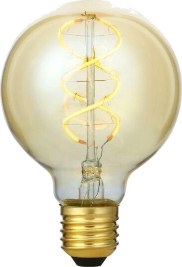 Spl E27 5W 3 trinns dimbar LED pære   G80 Gull Flex filament 2200K 460lm   Dimbar : Dimbar Kulør : Ekstra varm