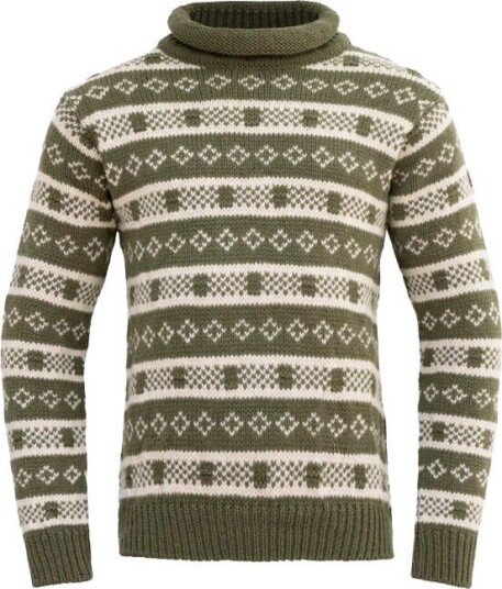 Devold Unisex Alnes Wool Roll Neck Olive/offwhite XXL