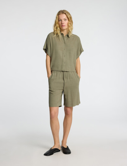 Selected Slfviva Ss Cropped Sun Shirt Noos - Green - 38