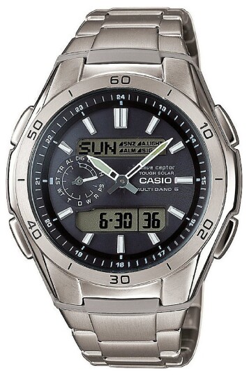 Casio Herreklokke WVA M650TD 1AER Radio Controlled Sort/Titan Ø48 mm