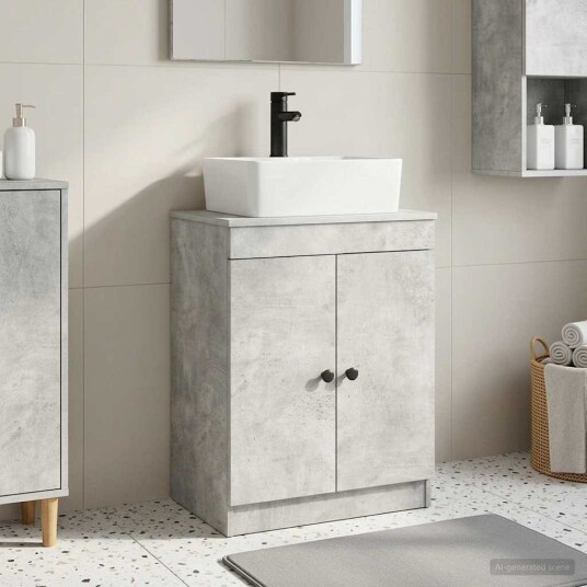 Badmøbel med vask Betonggrå 54 x 35 x 83 cm Konstruert tre Badmøbel med vask Betonggrå 54 x 35 x 83 cm Konstruert tre