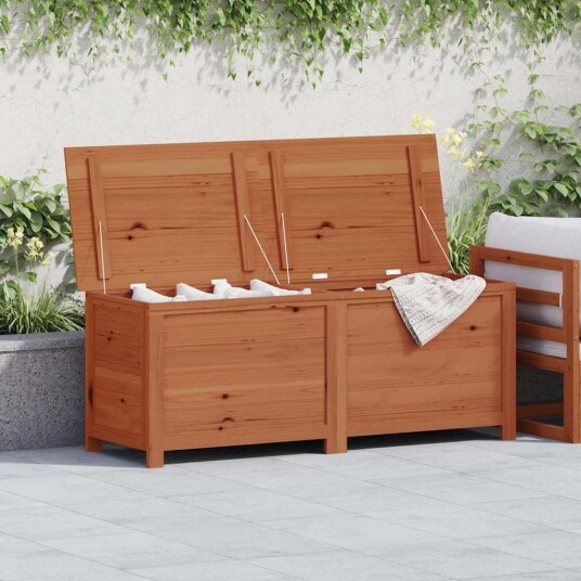 Utendørs putekasse brun 150x50x56 cm heltre gran