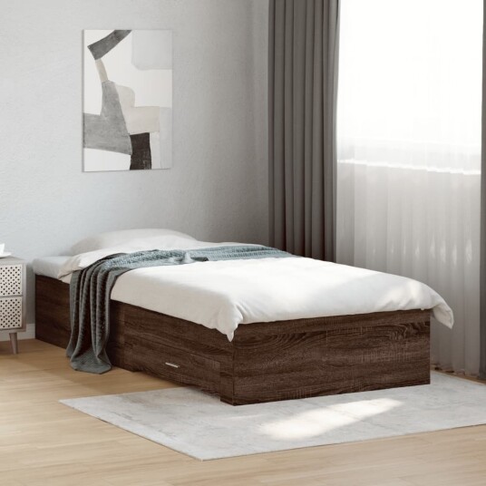Sengeramme med skuffer brun eik 100x200 cm konstruert tre 8721102620782