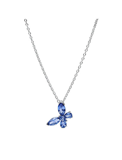 PANDORA Butterfly Sterling Silver Collier With Cornflower Blue Crystal And Clear Cubic Zirconia |Silver |45  cm