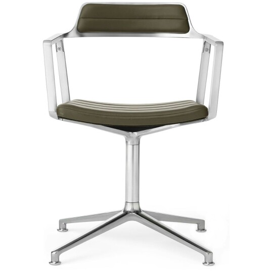 Vipp 452 Svingstol med Føtter Polert Aluminium / Grønt Skinn Vipp 452 Svingstol med Føtter Polert Aluminium / Grønt Skinn