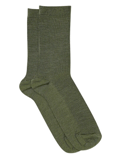 mp Denmark Fine Wool Rib Socks   Green   40/42