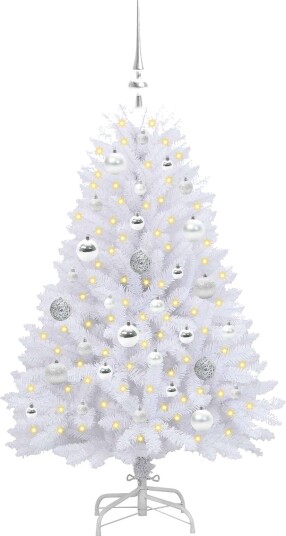  Kunstig sammensatt juletre med 150 LED Hvit 120 cm PVC og Stål