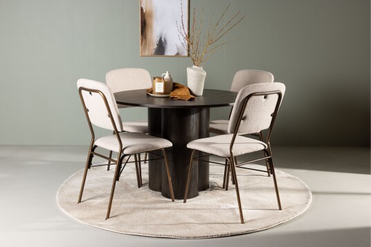 Venture Home Olivia Spisegruppe 110 cm Rund med 4 Seda Stoler Beige