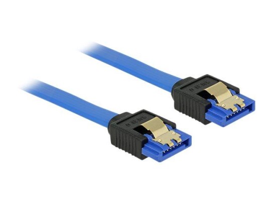 Delock SATA-kabel 70 cm med låst kontakt - Blå Delock SATA-kabel 70 cm med låst kontakt - Blå