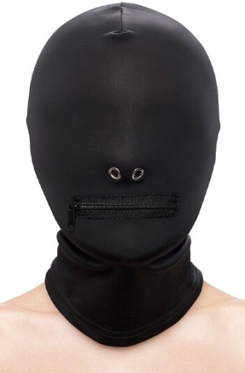 Zippered Mouth Hood Black Zippered Mouth Hood Black