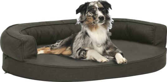 Vidaxl Ergonomisk Hundeseng Med Linutseende 75X53 cm Mørkegrå