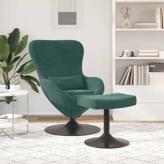Eggstol 2 pcs Mørkegrønn 63 x 73 x 90 cm Fløyel