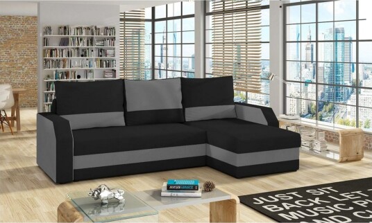 Seksjon Eltap Giulio 239x150x86 cm Alova 04 Alova 36 Svart Grå