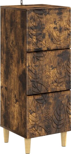 vidaXL Skuffeskap Røkt Eik 33 x 34,5 x 90 cm Konstruert tre