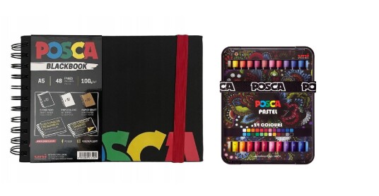 Posca A5 BlackBook & Pastels Bright & intense colors 24 pcs