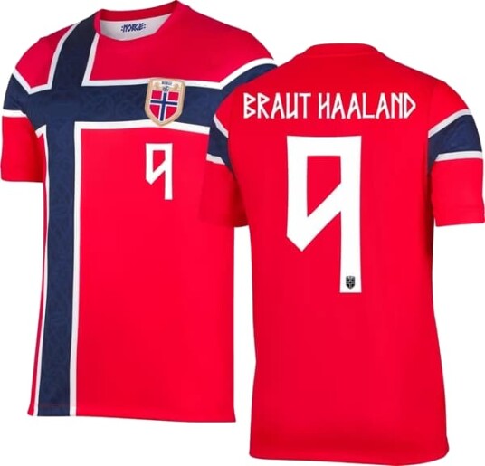 Norges herrelandslag i fotball 2026 2027 voksen drakt nr. 9 Haaland trykt kun t skjorte 26 27 Haaland