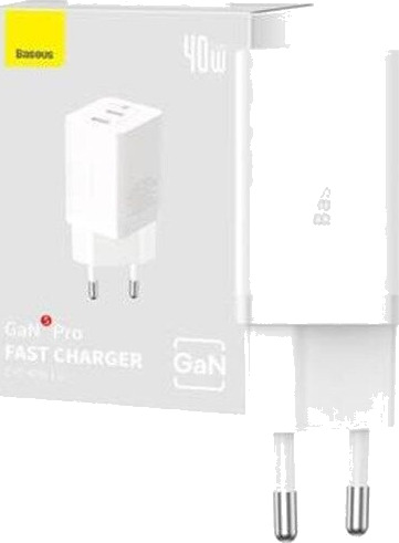 Baseus Wall Charger GaN5 40W 2x USB C (White)