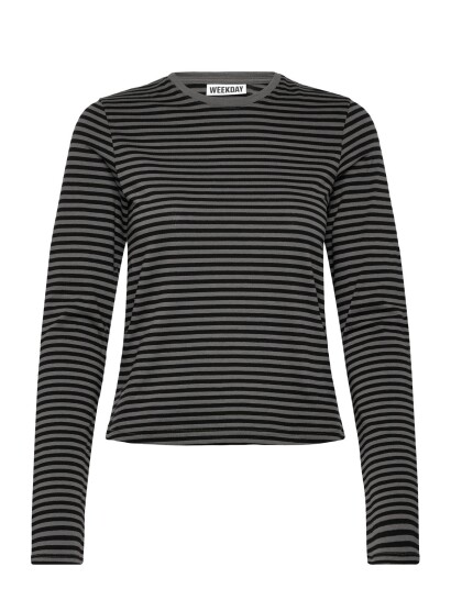 Weekday Slim Long Sleeved Cotton Top Grey L