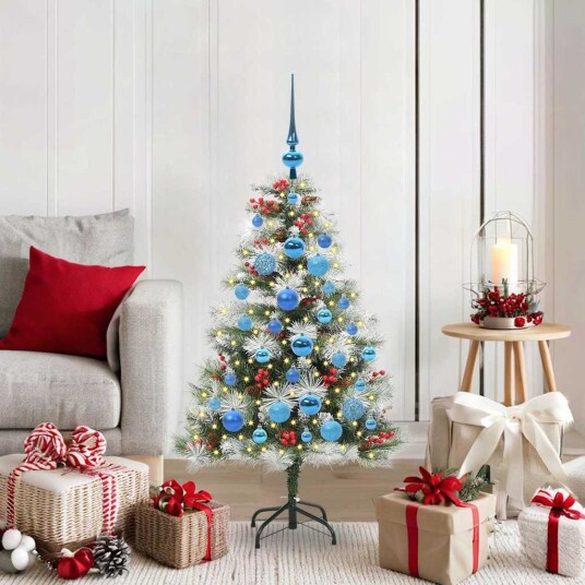 vidaXL Kunstig juletre Grønn og hvit 120 cm PVC og Metall og Plast vidaXL Kunstig juletre Grønn og hvit 120 cm PVC og Metall og Plast