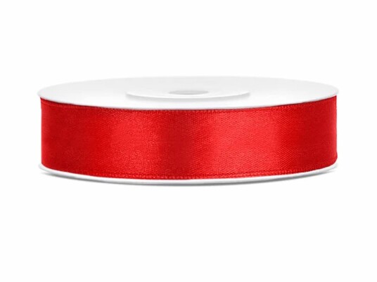 RØDT Silkebånd 25 meter x 12 mm