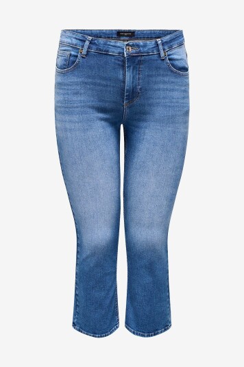 Only Carmakoma Jeans carWilly Reg SK Cropped Flared Dnm Blå