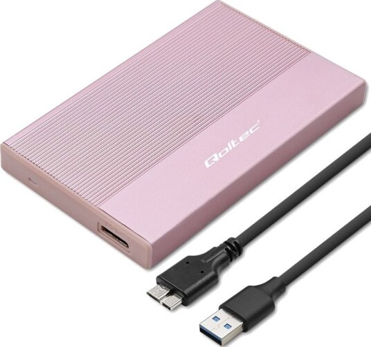 Qoltec SSD-kabinett 2.5" SATA til USB 3.0 2TB Rosa