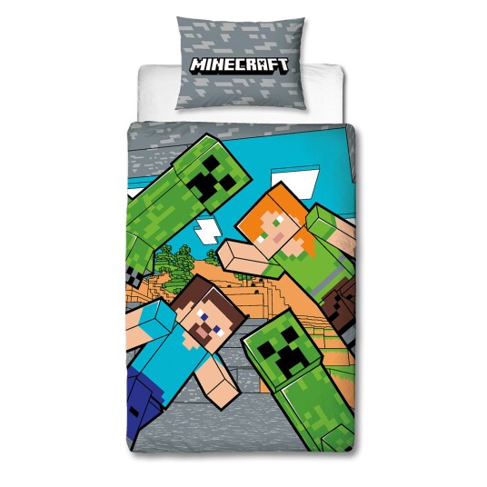 Licens Minecraft sengetøy - 140x200 cm - Creeper sengesett - 2 i 1 design - 100% bomull Licens Minecraft sengetøy - 140x200 cm - Creeper sengesett - 2 i 1 design - 100% bomull