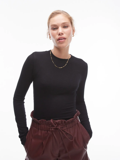 Topshop Premium Long Sleeve Top Sort XL