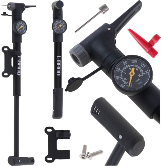 Sykkelpumpe med manometer og ergonomisk håndtak Sykkelpumpe med manometer og ergonomisk håndtak