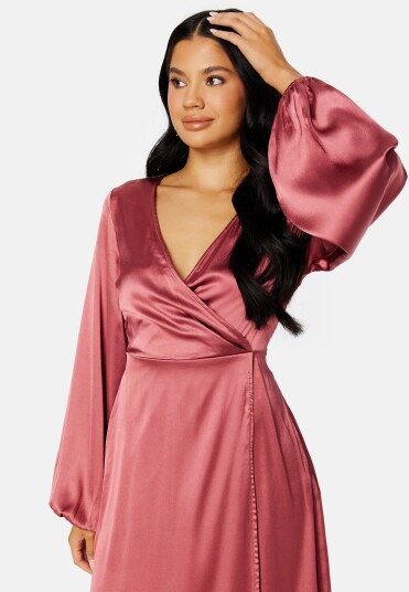 Bubbleroom Occasion Misha Satin Dress Dark dusty pink 40