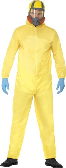 Lisensiert Breaking Bad Hazmat Suit Herrekostyme med Latexmaske