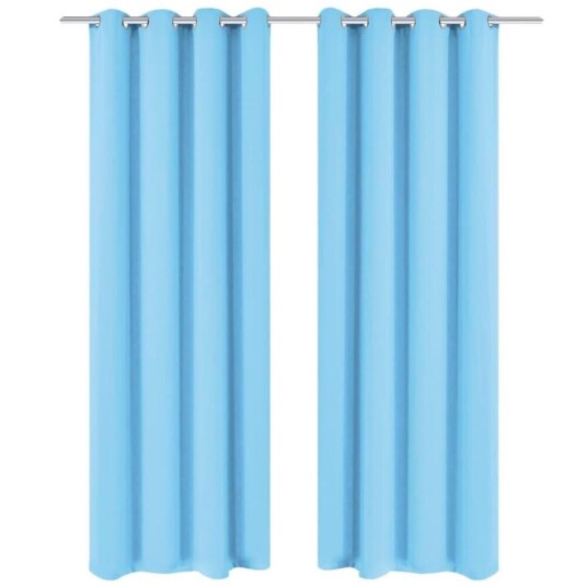 Vidaxl Lystette Gardiner 2 Stk Med Metallmaljer 135x175 Cm Turkis