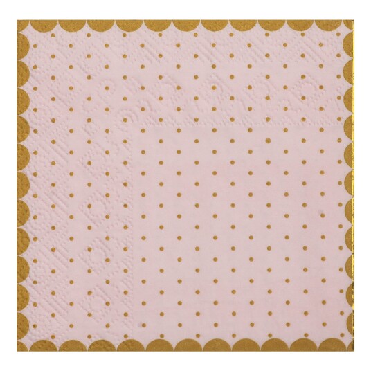 Santex Kaffeservietter Prikkete Rosa/Gull - 20-pakning
