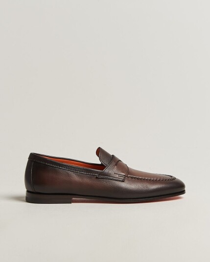 Santoni Penny Loafers Dark Brown Calf