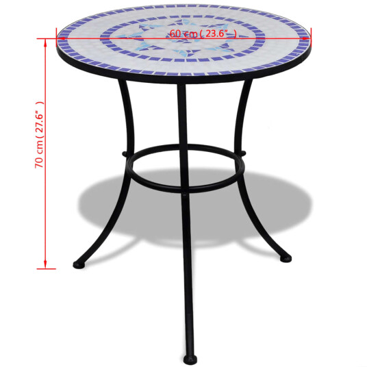 vidaXL Bistrobord blå og hvit 60 cm mosaikk