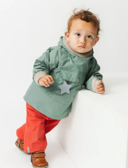 MINI A TURE Matbabyvito Fleece Lined Spring Anorac. Grs Green 9M/74
