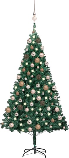 vidaXL Kunstig juletre med LED og kulesett grønn 150 cm PVC vidaXL Kunstig juletre med LED og kulesett grønn 150 cm PVC