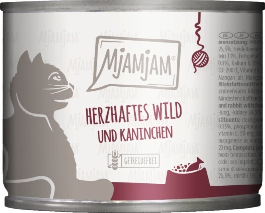 Mjamjam Våtfôr Sparepakke Hjertelig Vilt & Kanin Med Friske Blåbær 24 X 200 G