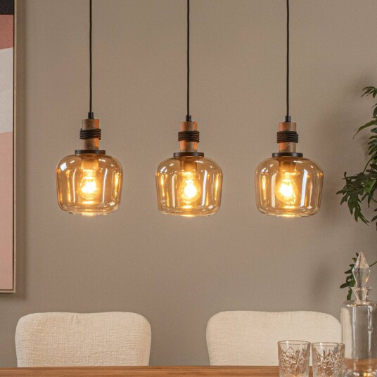 Lucide Pendellampe i glass Ilona dimbar Krem / amber Stue / spisestue Glass