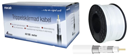 Televes RG 59T Koaksialkabel 0,8/3,6 mm trippelskjermet 100 m Stikkontakter & kabler