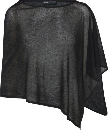 Mango Asymmetrical Knitted Cape Black XS/S
